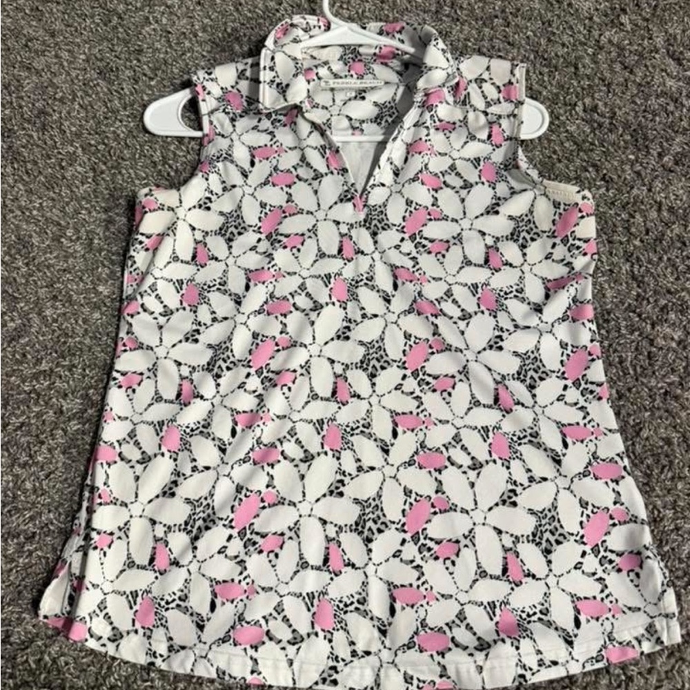 Pebble Beach Golf Pink and White Patterned Tank Top